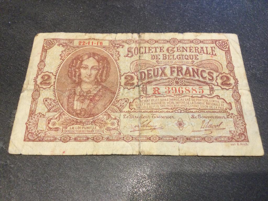Belgique 2 Frank 22.11.16, Timbres & Monnaies, Billets de banque | Belgique, Enlèvement ou Envoi