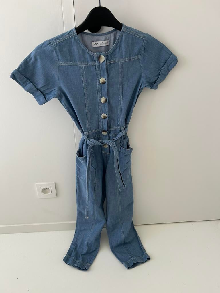 Leuke blauwe jumpsuit - Zara - mt 8 jaar, Enlèvement ou Envoi, Comme neuf, Fille, Autres types