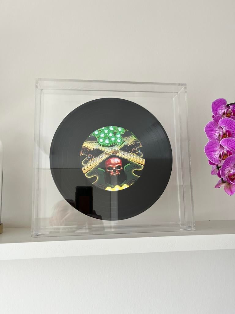 Kunstwerk vinyl plaat in plexi met skull, Cd's en Dvd's, Vinyl | Hiphop en Rap, Zo goed als nieuw, 2000 tot heden, Overige formaten