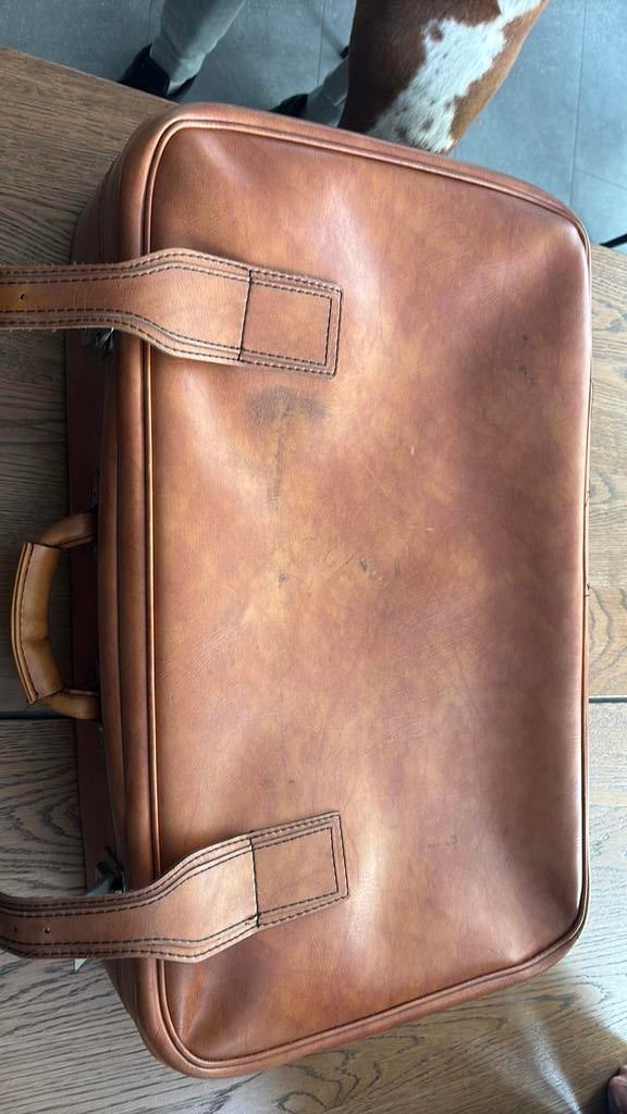 Vintage lederen koffer, Computers en Software, Laptoptassen, Ophalen, Zo goed als nieuw