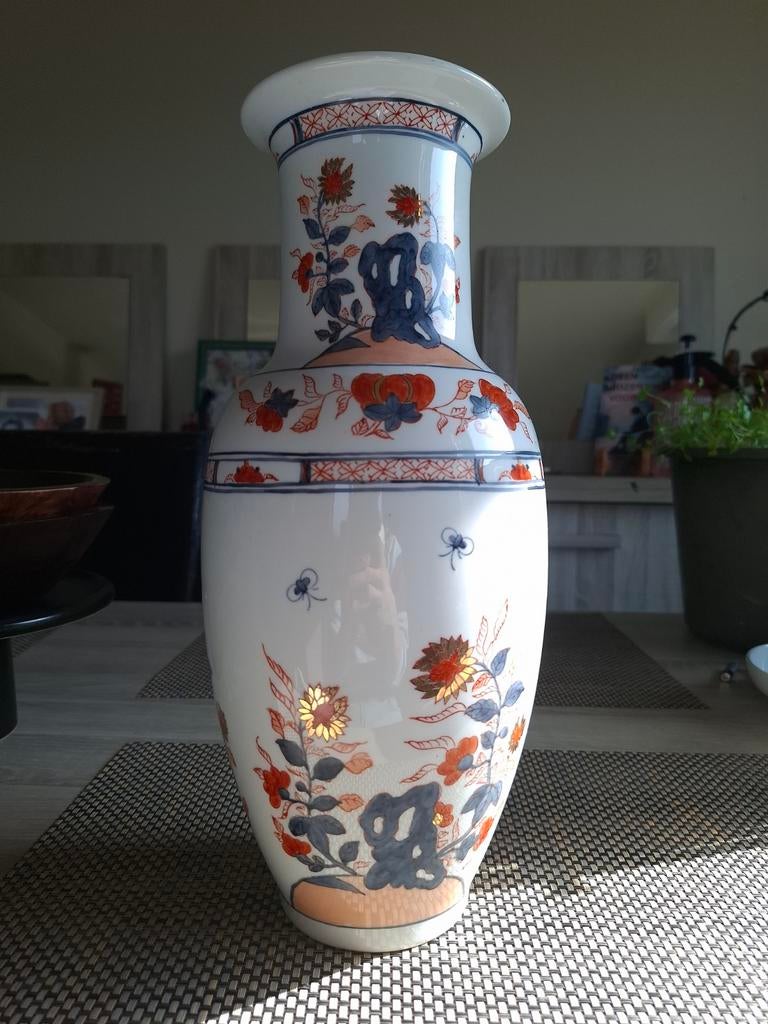 Grote Imari Vaas 38cm - Handgedecoreerd Jean Kellers Dalhem, Ophalen of Verzenden