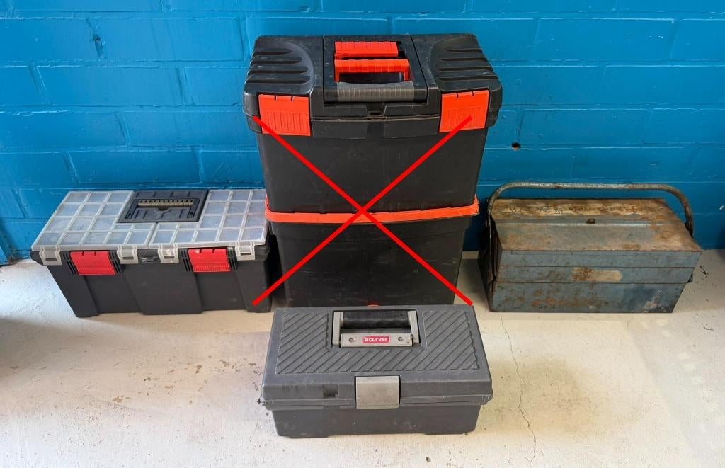 Partij gereedschapskoffers en gereedschapskist, Doe-het-zelf en Bouw, Ophalen, Gebruikt