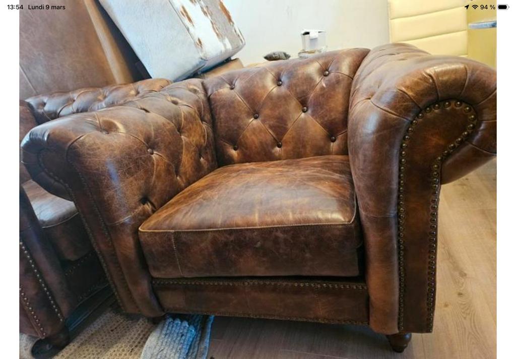 Canapé Chesterfield, Maison & Meubles, Canapés | Salons, Enlèvement, Comme neuf, Cuir