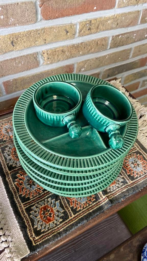 Fondue borden met 2 sauspannetjes, Huis en Inrichting, Ophalen, Nieuw