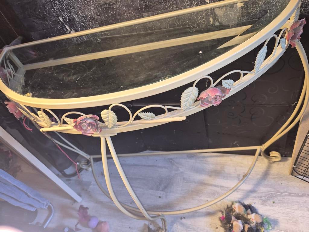 Table fer forgé et rose, Maison & Meubles, Enlèvement