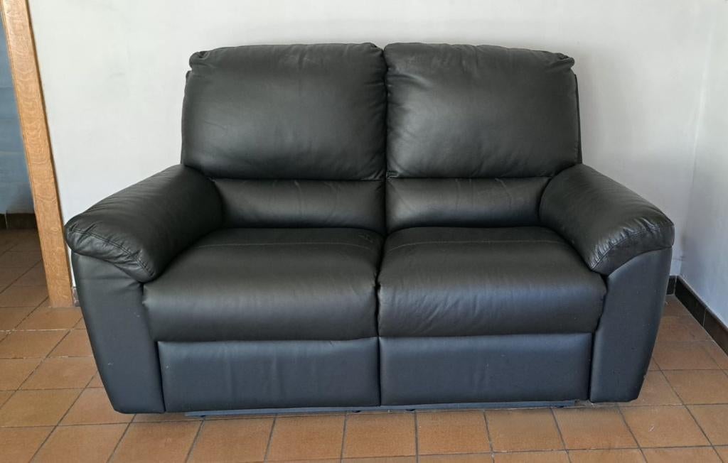 Canapé 2 places relax Cuir noir, Maison & Meubles, Moins de 75 cm, Comme neuf, Enlèvement, 150 à 200 cm