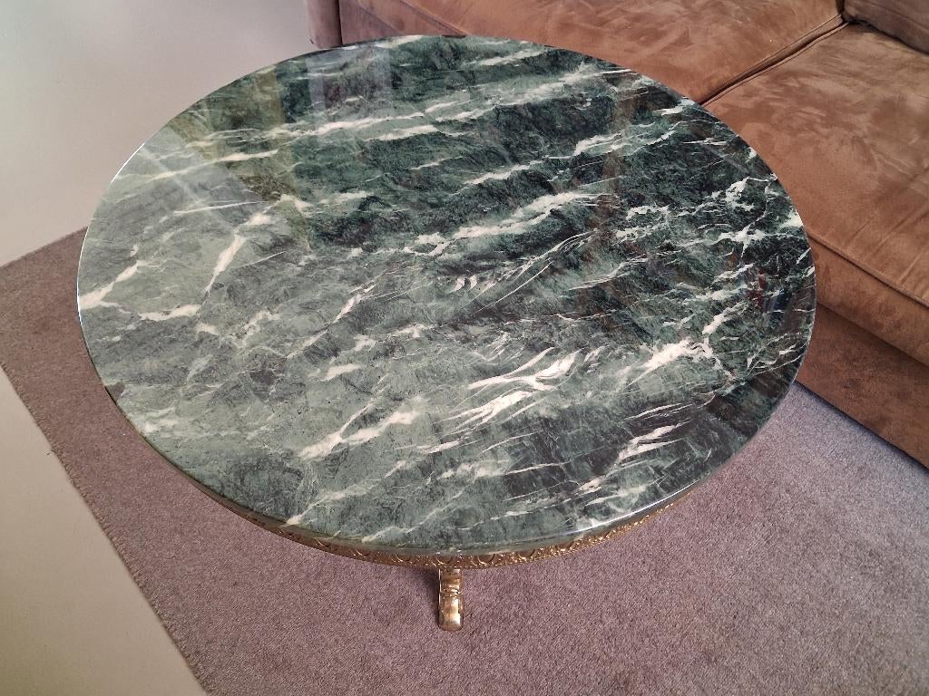 Table basse avec plateau en marbre, Maison & Meubles, Klassiek, Rond, Comme neuf, Enlèvement