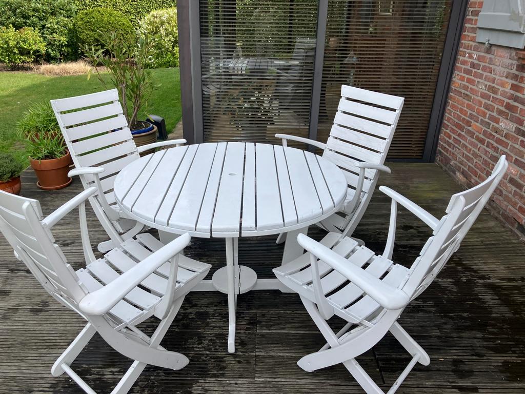 Triconfort Rivièra design tuinset - Jaren ‘70, Jardin & Terrasse, Ensembles de jardin, Utilisé, Salons de jardin, Bois, 4 places