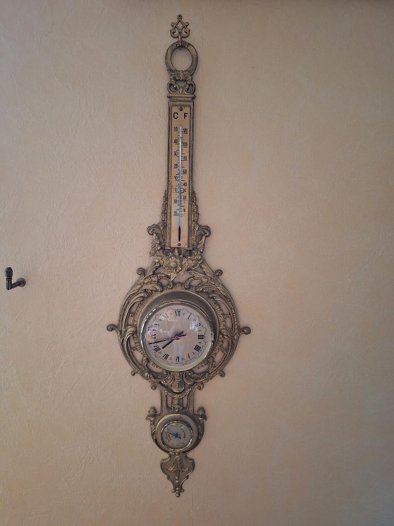 Horloge murale en laiton avec thermomètre et baromètre, Enlèvement