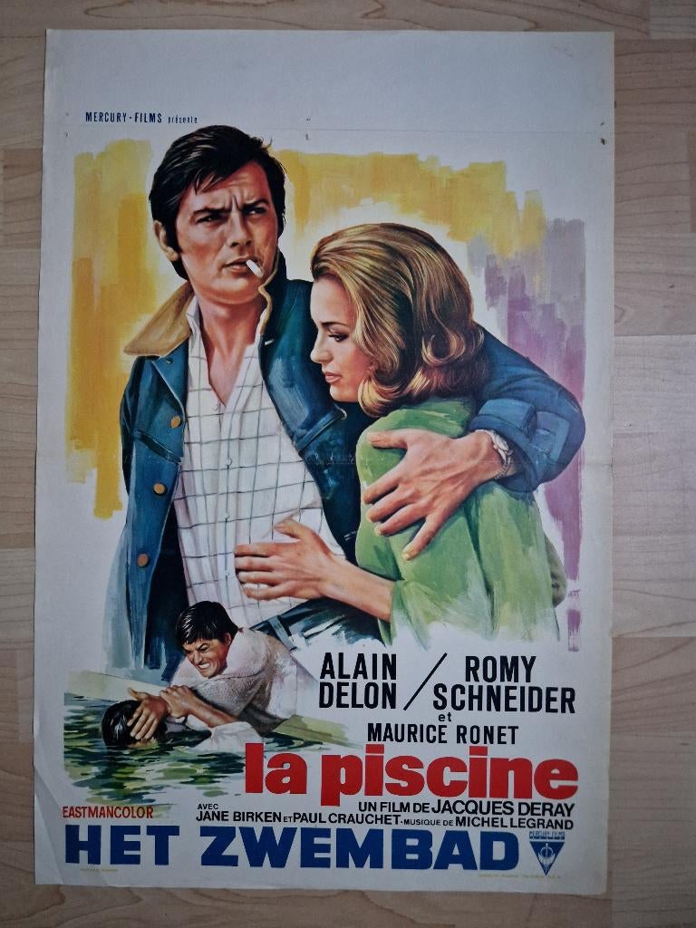 filmaffiche Alain Delon La piscine Romy Schneider filmposter, Collections, Enlèvement ou Envoi, Rectangulaire vertical, A1 jusqu'à A3