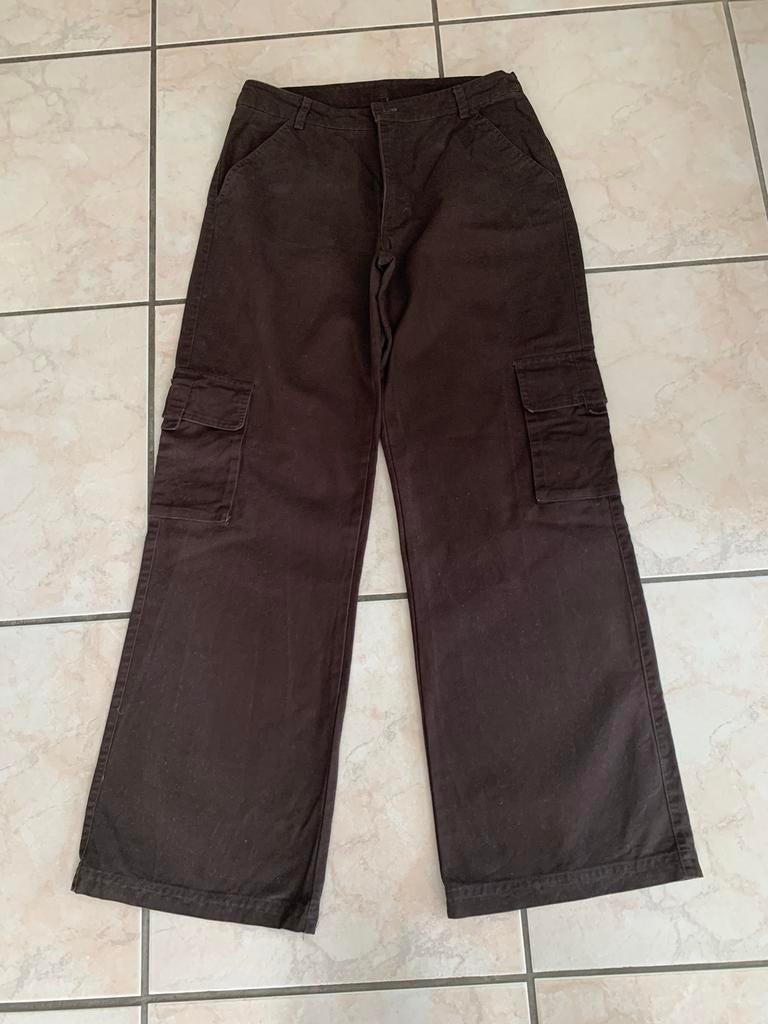 Broek brede pijp Birgini 38 donker bruin katoen, Enlèvement ou Envoi, Brun