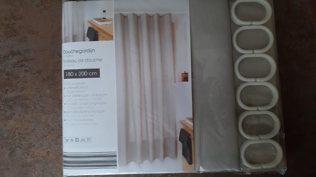 Douchegordijn 180x 200, Huis en Inrichting, Ophalen, Nieuw, Beige