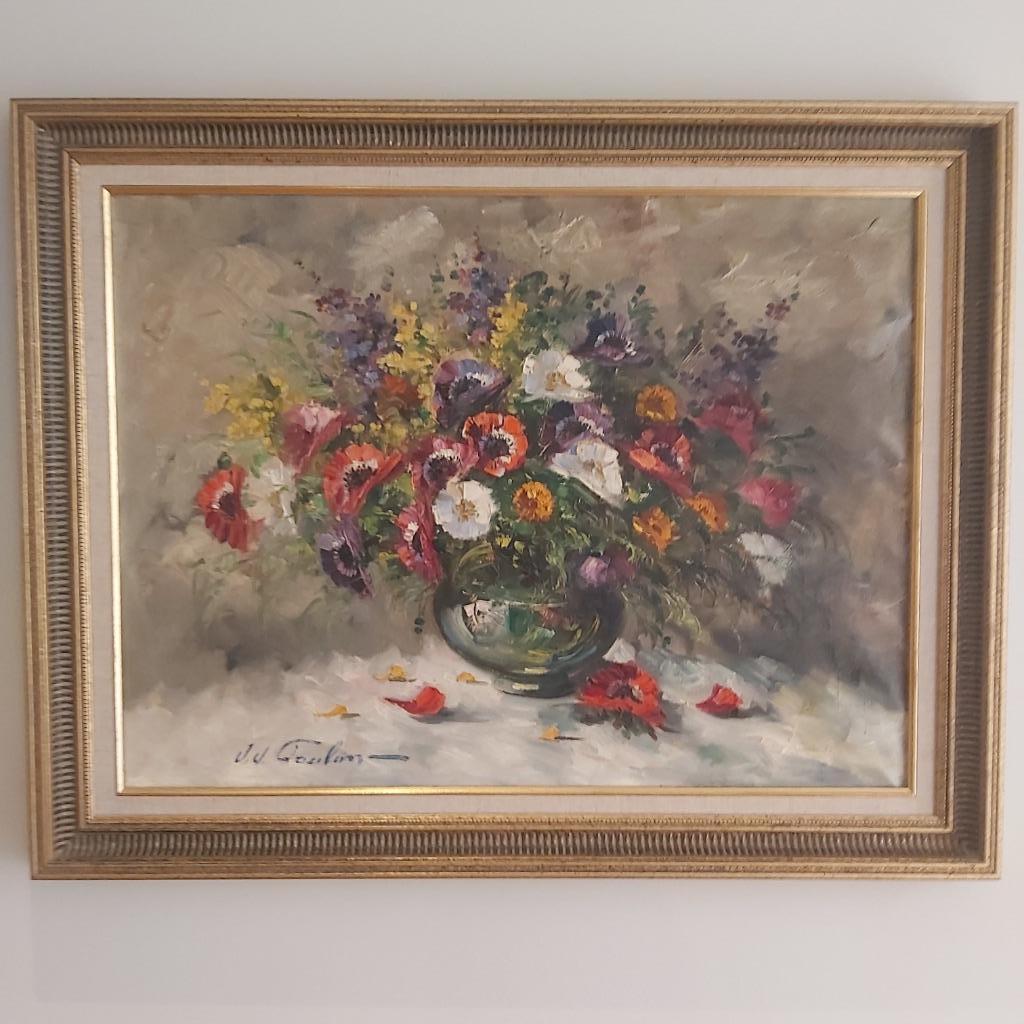 Superbe nature morte de fleurs JJ Foulon, Enlèvement