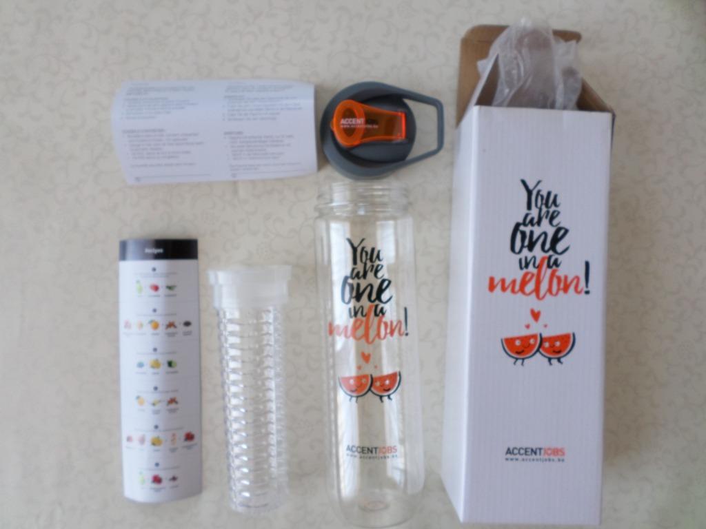 Transparante kalebas fles water Infusie thee fruitblad, Ophalen of Verzenden, Nieuw