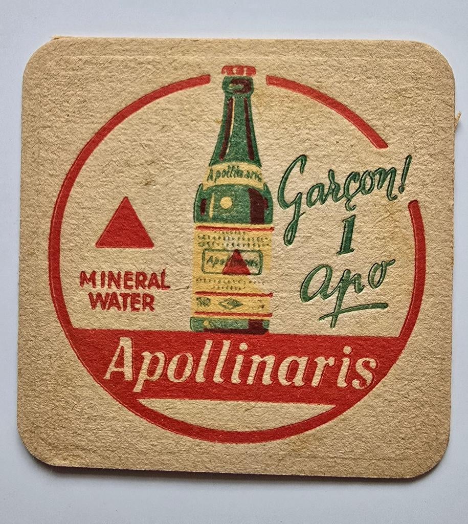 Apollinaris sous-bock bierviltje bierdeckel coaster, Collections, Enlèvement ou Envoi, Utilisé, Sous-bock