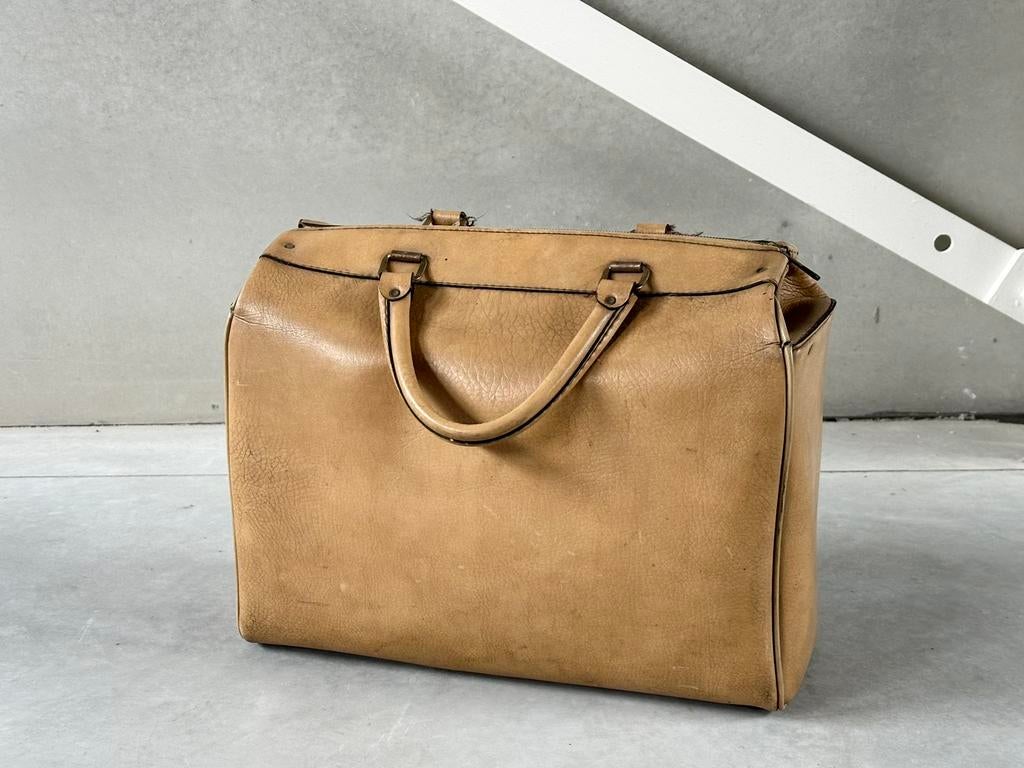 Vintage lederen tas, Ophalen, Zo goed als nieuw, Zwart, Handtas