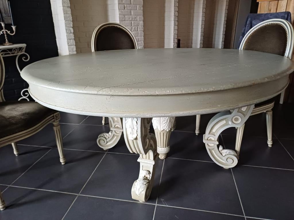 Belle table de château avec chaises assorties, Enlèvement ou Envoi