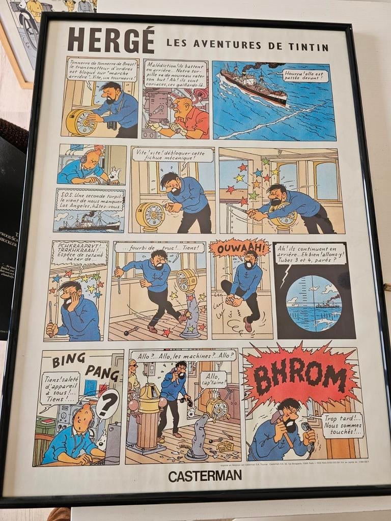 reclameposter Herge Les Aventures des Tintin Casterman, Collections, Enlèvement ou Envoi