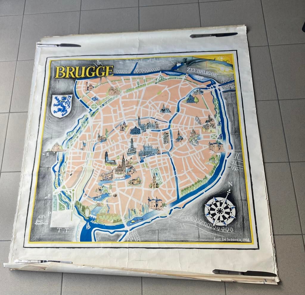 Litho van brugge door luc De Jaecher ., Antiek en Kunst, Kunst | Litho's en Zeefdrukken, Ophalen of Verzenden