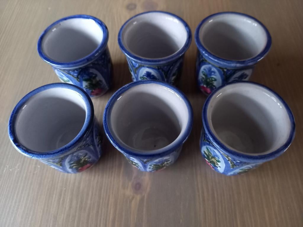 6 NIEUWE GEEMAILEERDE BLOEMPOTJES, Tuin en Terras, Bloempotten, Ophalen of Verzenden, Terracotta