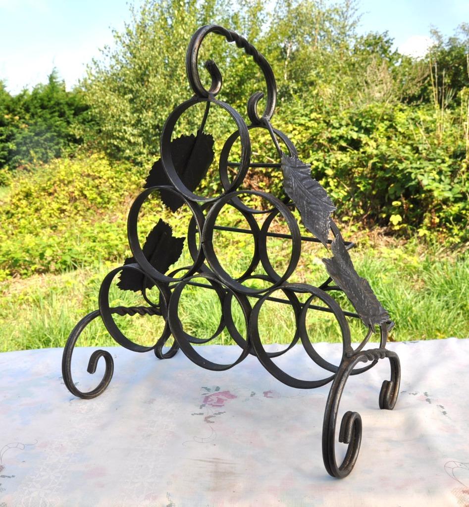 porte bouteille en fer forgé pour 6 bouteilles, Maison & Meubles, Enlèvement ou Envoi, Comme neuf, Métal, 5 à 15 bouteilles