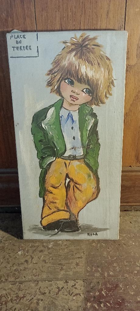 Peinture toile signée MYRA, à restaurer, 20x40, n333, Enlèvement ou Envoi