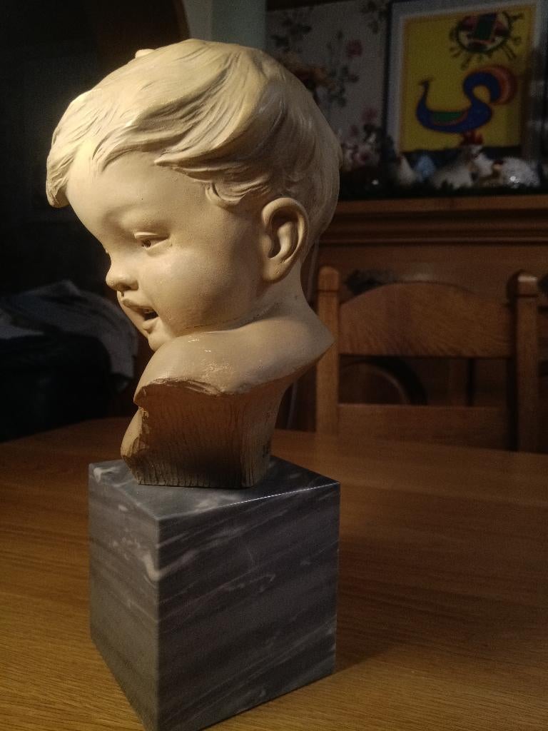 Buste van Kind A. Carli 2119 — Oude marmeren sculptuur, Antiek en Kunst, Ophalen of Verzenden