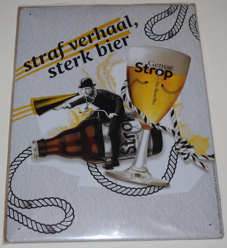 Gentse Strop / Straf Verhaal , Sterk Bier .Reklamebord, Envoi, Neuf, Panneau, Plaque ou Plaquette publicitaire, Autres marques