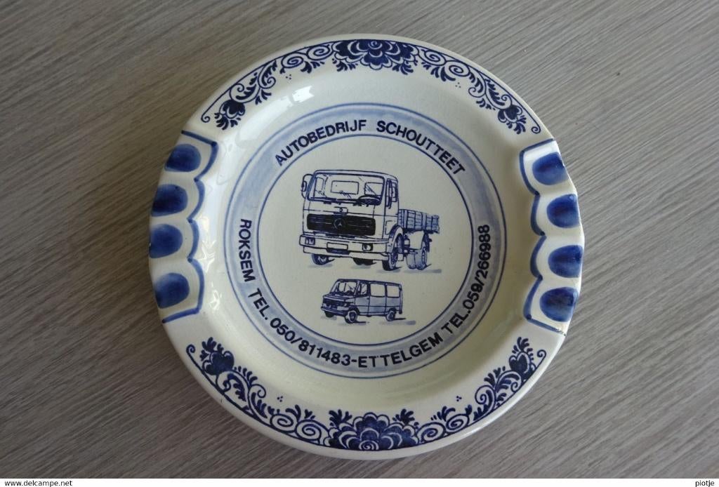 Roksem - Ettelgem Delfts Blauw (asbak - cendrier) Schoutteet, Antiquités & Art, Enlèvement ou Envoi