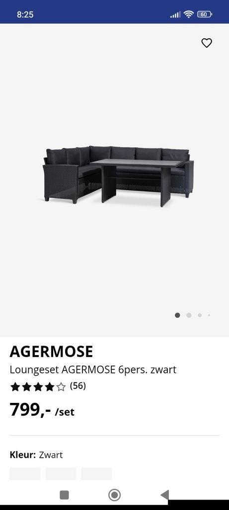 Loungeset 6 pers. Zwart Hoeksalon + tafel., Tuin en Terras, Ophalen