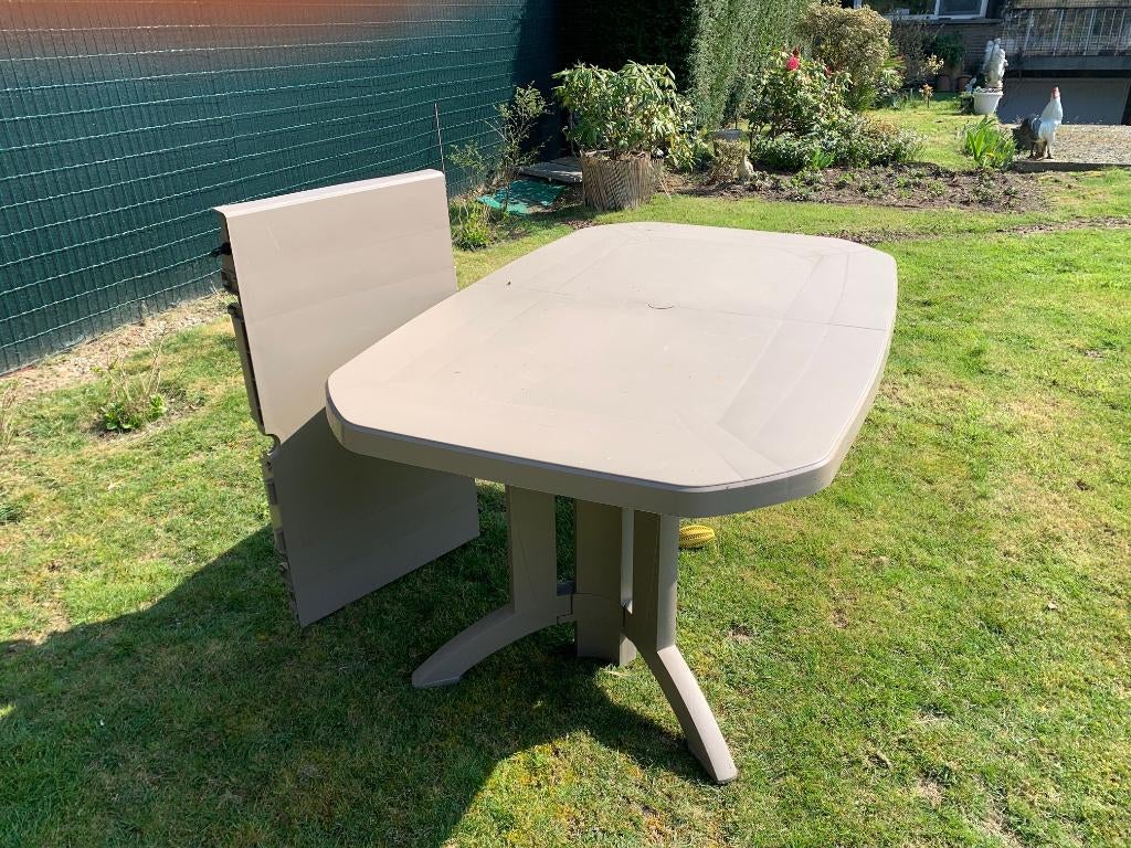 Table de jardin GROSFILLEX avec extension, Jardin & Terrasse, Tables de jardin, Enlèvement, Comme neuf, Rectangulaire, Plastique