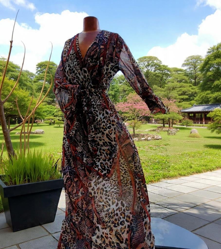 Maxi-jurk mix dierlijke en florale patronen Sonia Peña, Galajurk, Overige kleuren, Nieuw, Ophalen of Verzenden