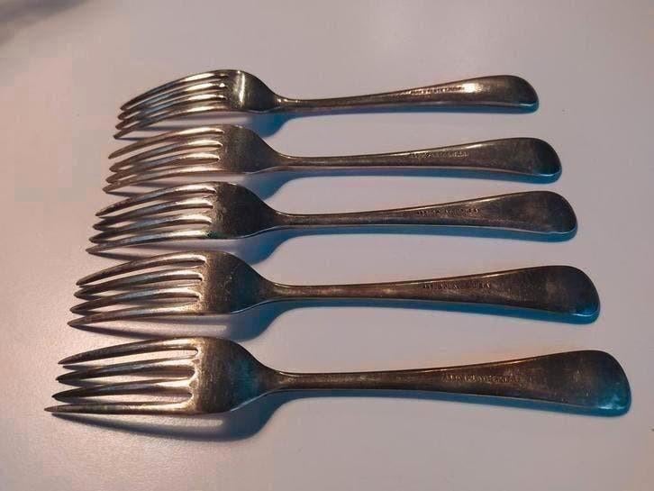 5 verzilverde vorken,, Antiek en Kunst, Ophalen of Verzenden