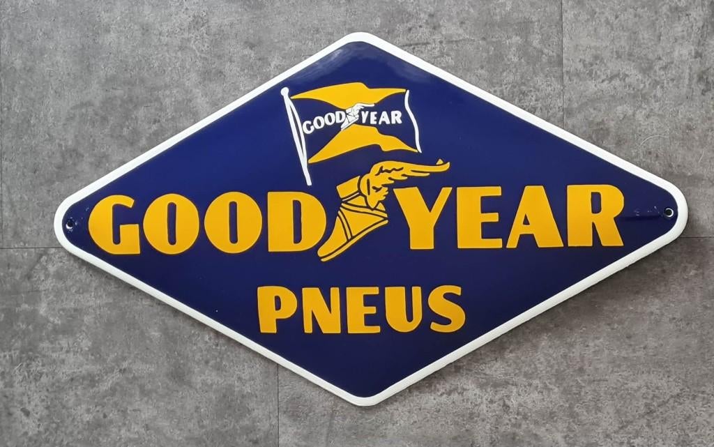 Good Year pneus goodyear emaillen reclame bord garage, Enlèvement ou Envoi, Comme neuf, Panneau publicitaire