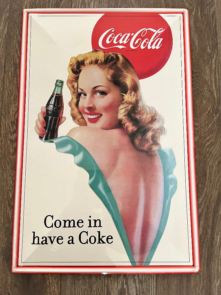 Coca Cola reclamebord - plakkaat 60 cm x 39,5 cm, Verzamelen, Ophalen, Zo goed als nieuw, Reclamebord