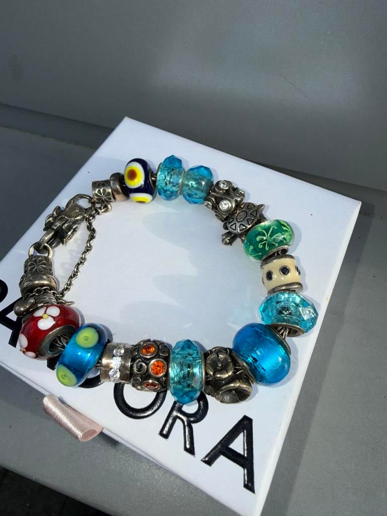 Originele Pandora armband met 11 charms + doosje, Handtassen en Accessoires, Ophalen of Verzenden