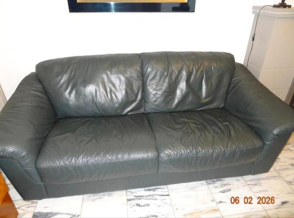 Canapés 2 places Vert foncé, Maison & Meubles, Utilisé, Deux personnes, Banc droit