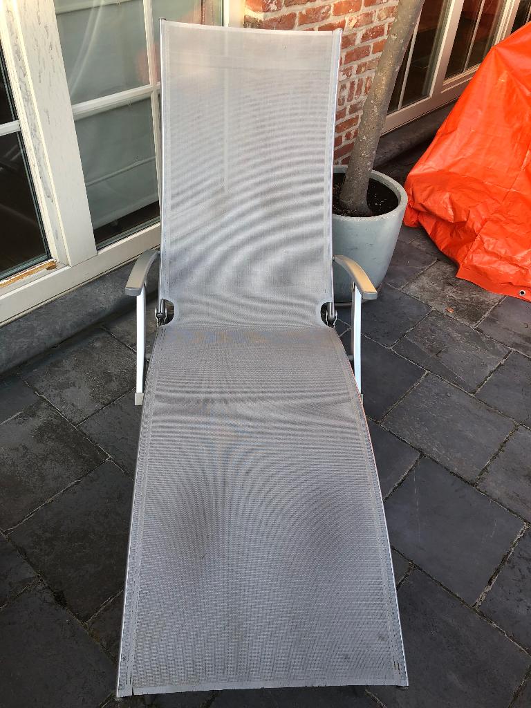 2 ligstoelen, Jardin & Terrasse, Chaises longues, Enlèvement, Utilisé, Métal, Pliant