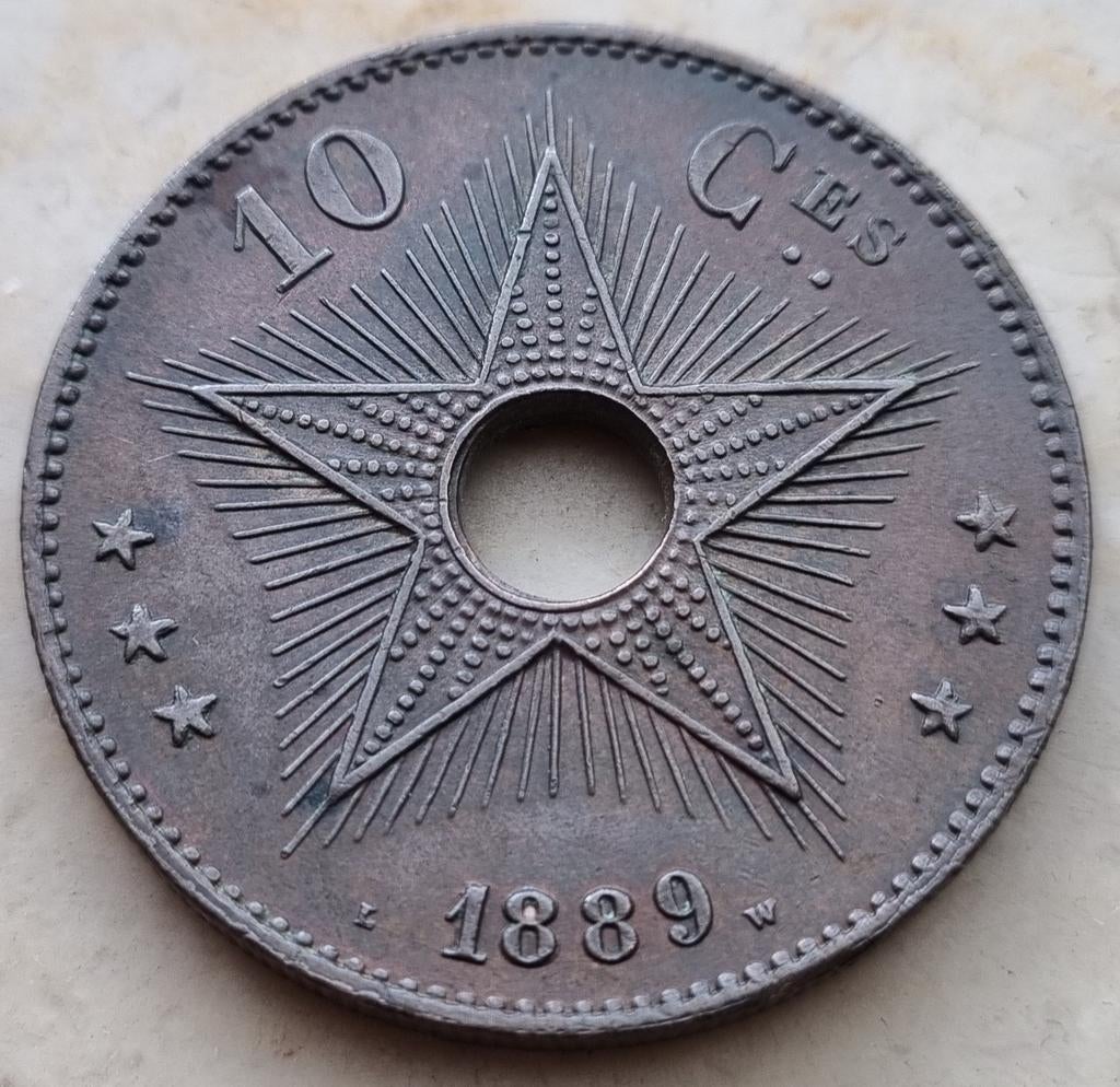 10 Cent 1889 (Belgisch Congo) Leopold II / Kwaliteit !, Postzegels en Munten, Munten | België, Ophalen of Verzenden, Losse munt