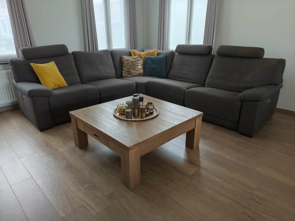 Mooi groot hoeksalon met drie relaxzetels, Maison & Meubles, Canapés | Coins salons complets, Utilisé, Tissus, Enlèvement