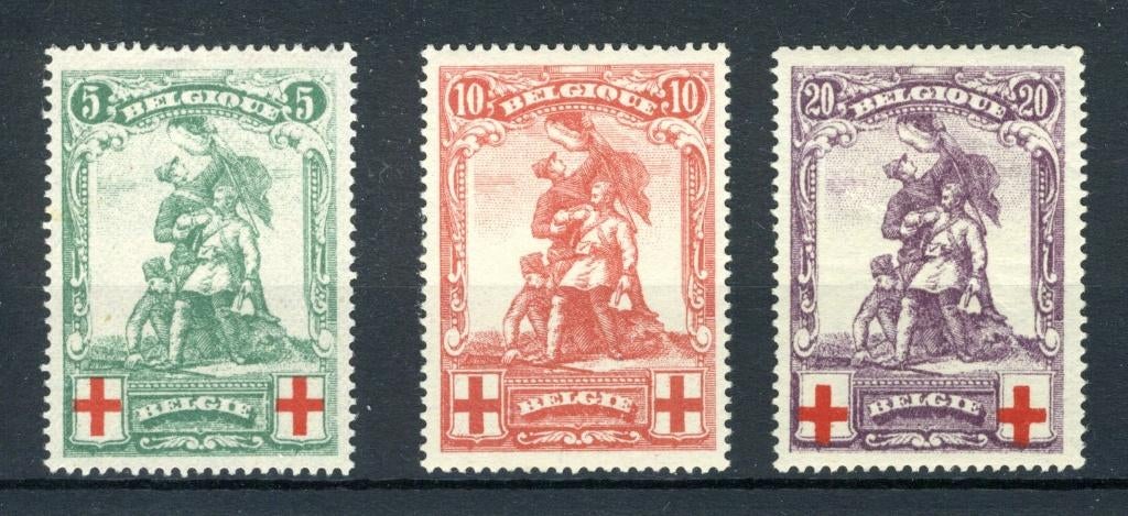 (B) 126/128 MH 1914 - Ten voordele van het Rode Kruis, Spoor van plakker, Ophalen of Verzenden, Postfris, Rode kruis