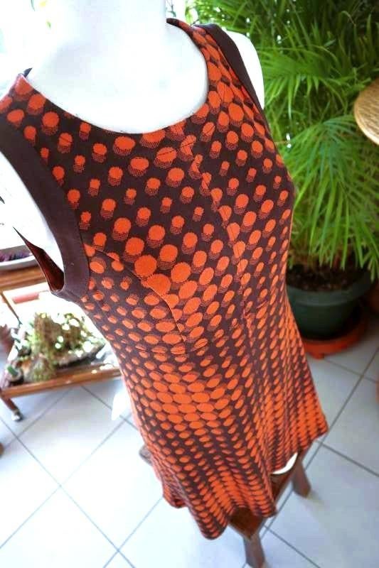 artistiek vintage dressing jurk, Taille 36 (S), Porté, Orange, Sous le genou