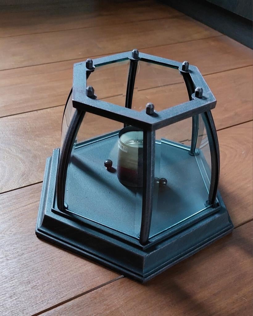 🟤 Plafonnier en acier couleur bronze – excellent état, Maison & Meubles, Enlèvement, Comme neuf, Verre