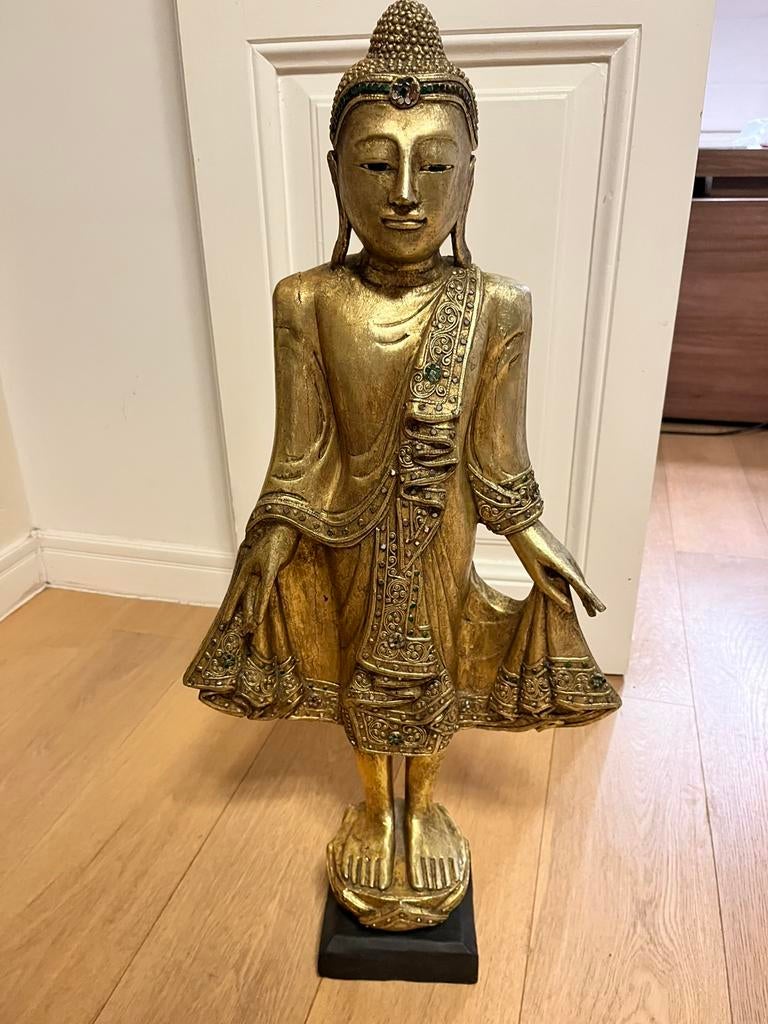 Bouddha tibétain élégant et sophistiqué 82x40 en bois., Enlèvement, Comme neuf