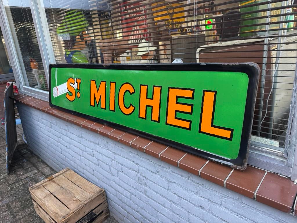 Panneau d'affichage émaillé Saint MICHEL 1949, Enlèvement, Utilisé, Panneau publicitaire