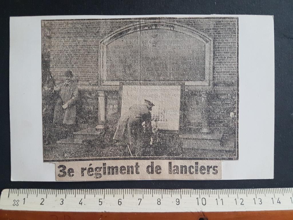 Knipsel op postkaart: Oorlogsmonument 3e régiment Lanciers, Verzamelen, Militaria | Algemeen, Landmacht, Foto of Poster, Verzenden