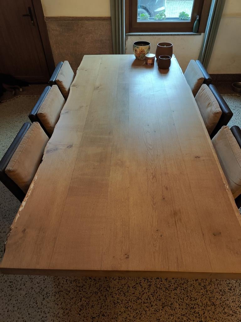 Massief eiken eettafel, Ophalen, 100 tot 150 cm, Eikenhout, 200 cm of meer