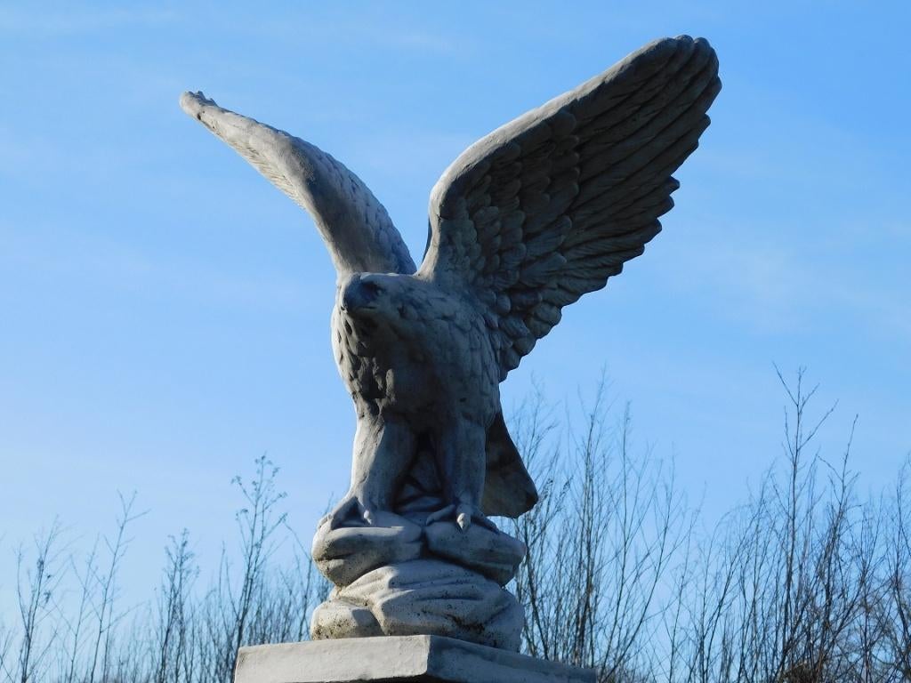 Set van 2 - Adelaar op Sokkel - 140 cm - Volledig Steen, Ophalen of Verzenden, Steen, Dierenbeeld