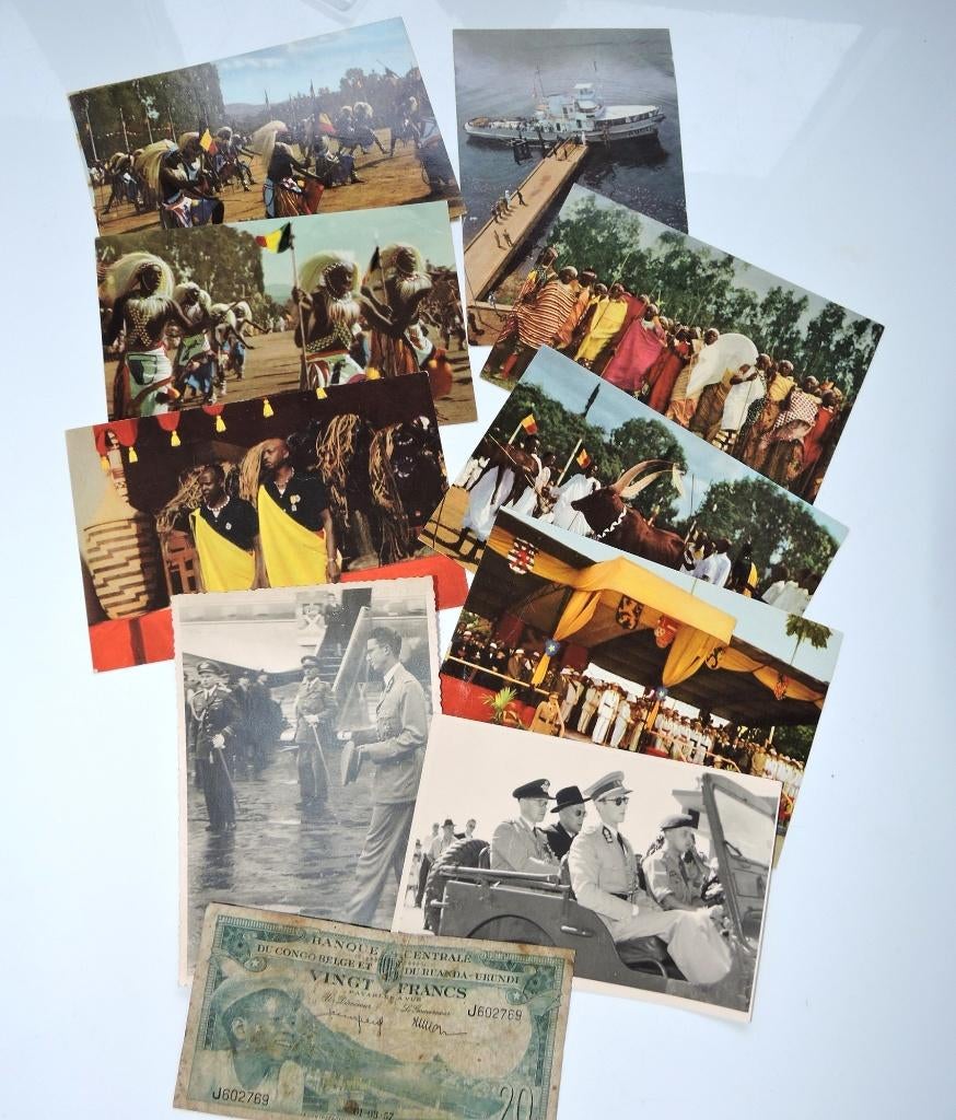 1955 CONGO VISITE DU ROI photos/CP, Collections, Objets militaires | Général, Gendarmerie, Enlèvement ou Envoi