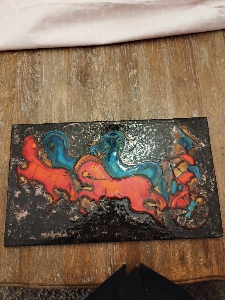 Keramische plaquette gesigneerd Ruscha, Ophalen of Verzenden